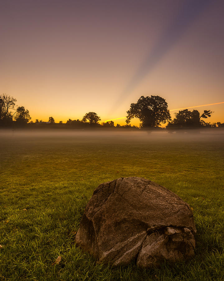 Stone Before a Misty Meadow Photograph by Chris Bordeleau