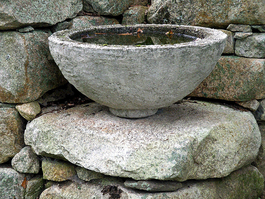 Garden Photograph - Stone Bowl by Jean Hall