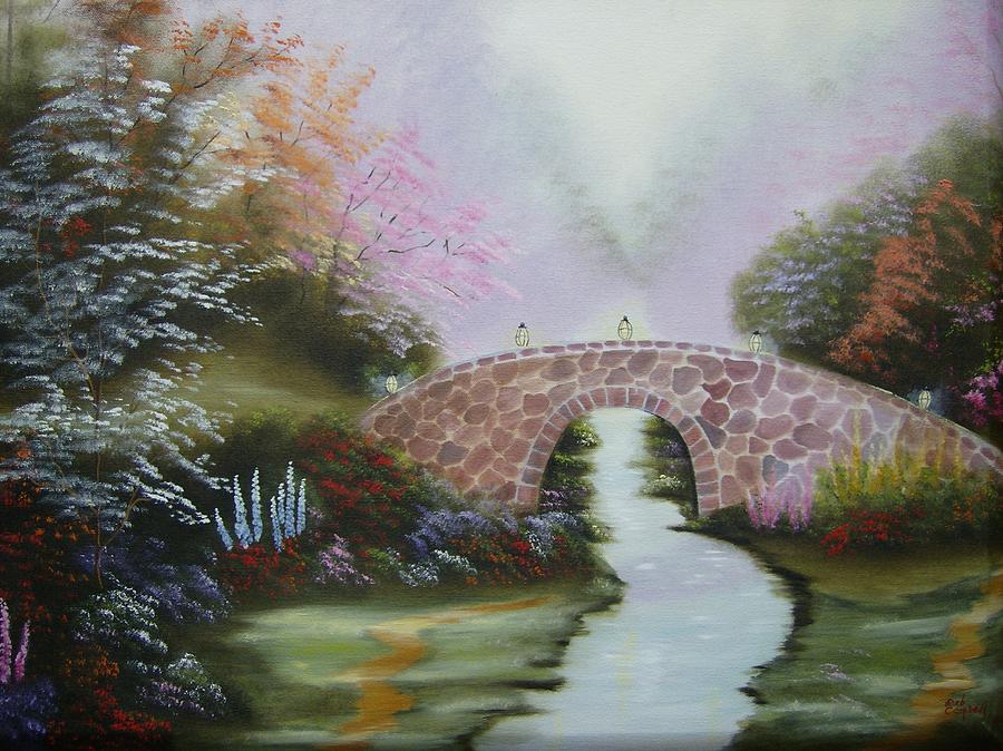 Stone Bridge Over Creek Painting by Debra Campbell