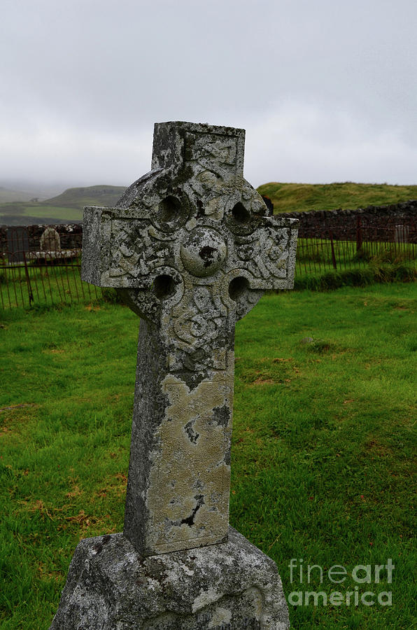 Stone Celtic Cross At Dunvegan Cemetery Photograph by DejaVu Designs