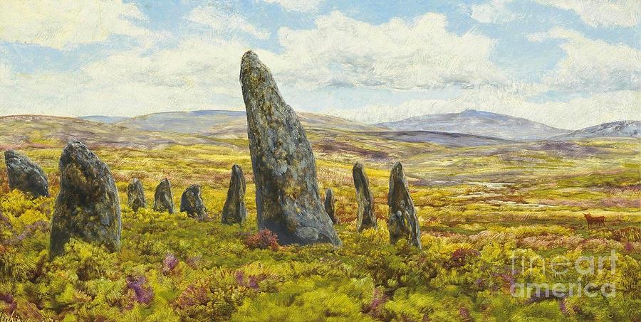 Stone circle on Dartmoor  Painting by MotionAge Designs