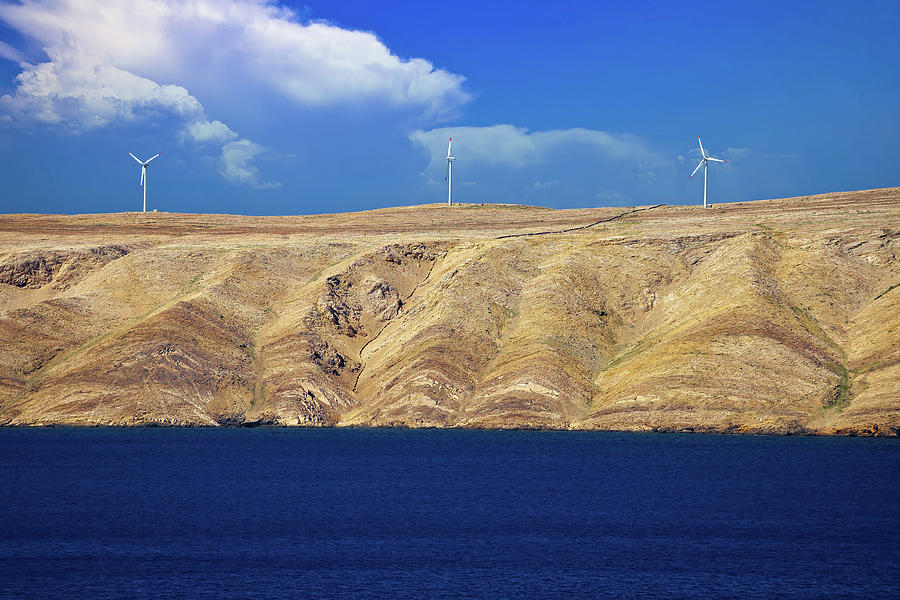 Stone desert island of Pag wind power plants view Photograph by Brch Photography