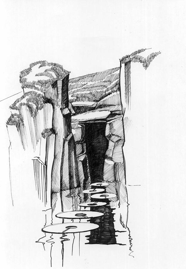 Stone grotto Drawing by Daria Dorogan - Fine Art America