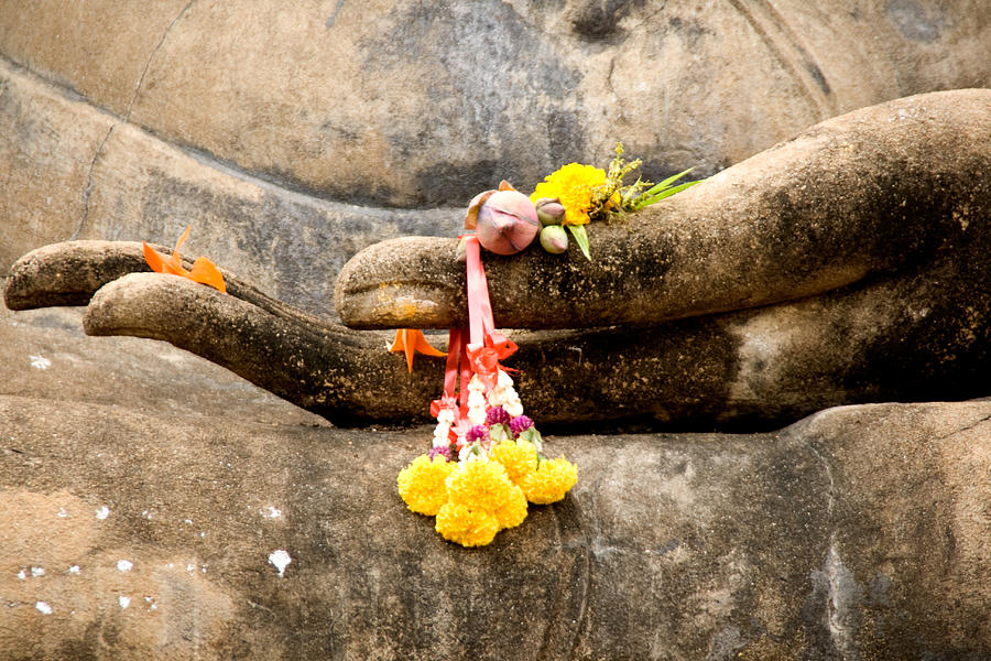 Buddha Photograph - Stone Hand Of Buddha by Adrian Evans