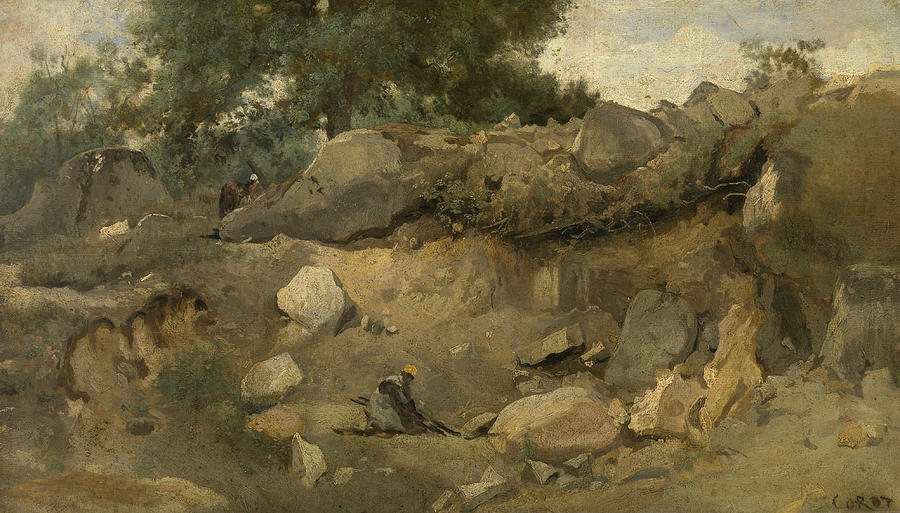 Stone Mine of Chaise-Marie in Fontainebleau Painting by Jean-Baptiste-Camille Corot