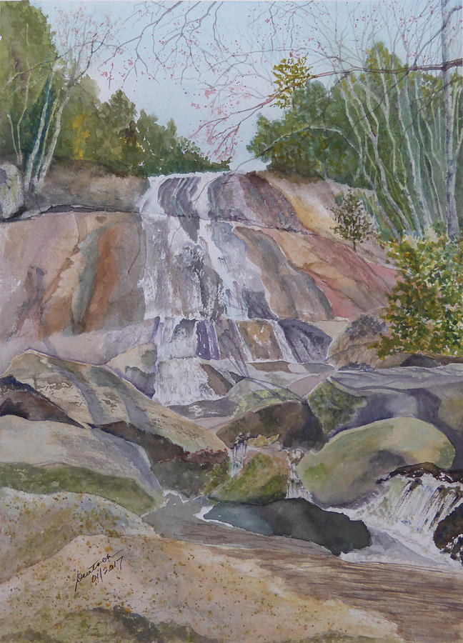 Stone Mountain Falls April 2013 Painting by Joel Deutsch