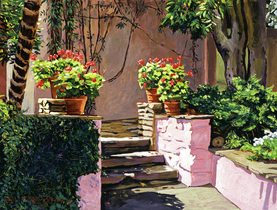 Stone Patio California Painting by David Lloyd Glover