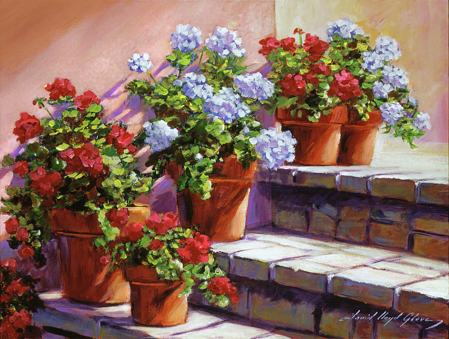 Stone Patio Steps Painting by David Lloyd Glover