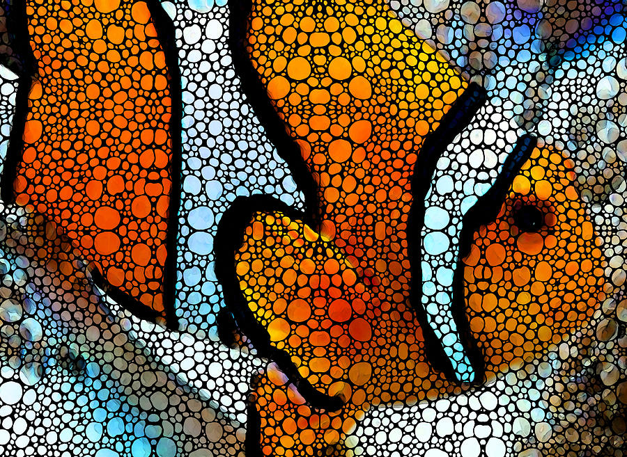 Stone Rockd Clown Fish 2 - Sharon Cummings Painting by Sharon Cummings