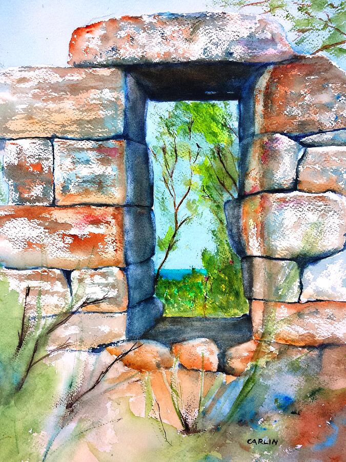 Stone Ruins Doorway Painting by Carlin Blahnik CarlinArtWatercolor