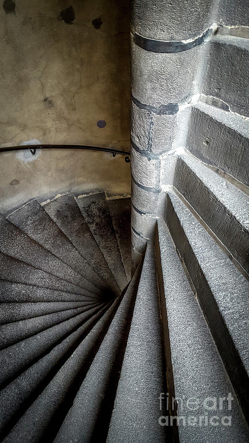 Architecture Photograph - Stone stairway in old building by Bernard Jaubert
