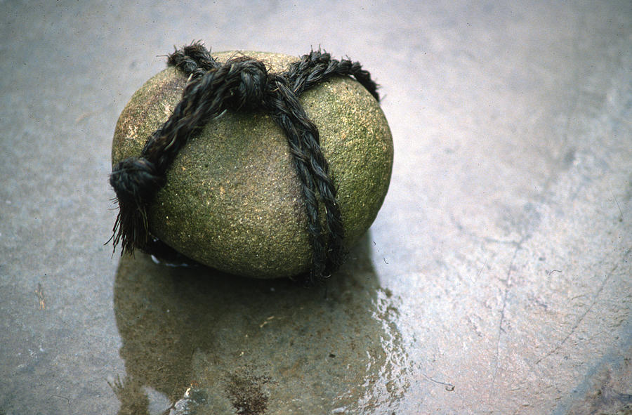 Stone Tied With Rope In Kyoto Garden Photograph By Carl Purcell - Fine ...