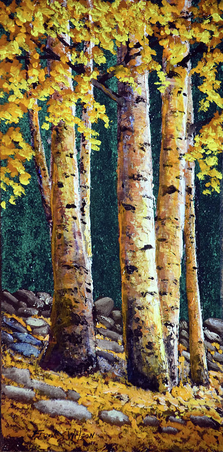 Stone Wall Birch Grove Painting by Frank Wilson