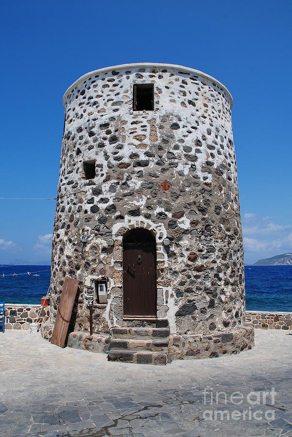 Stone windmill on Nisyros Photograph by David Fowler