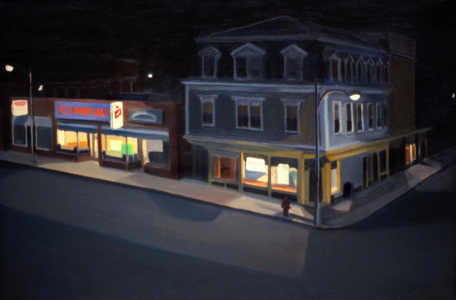 Stoneham Square in 1979 Painting by Nancy Griswold