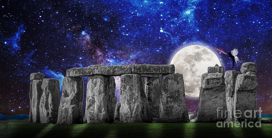 Magic Photograph - Stonehenge Moonrise by Margaux Dreamaginations