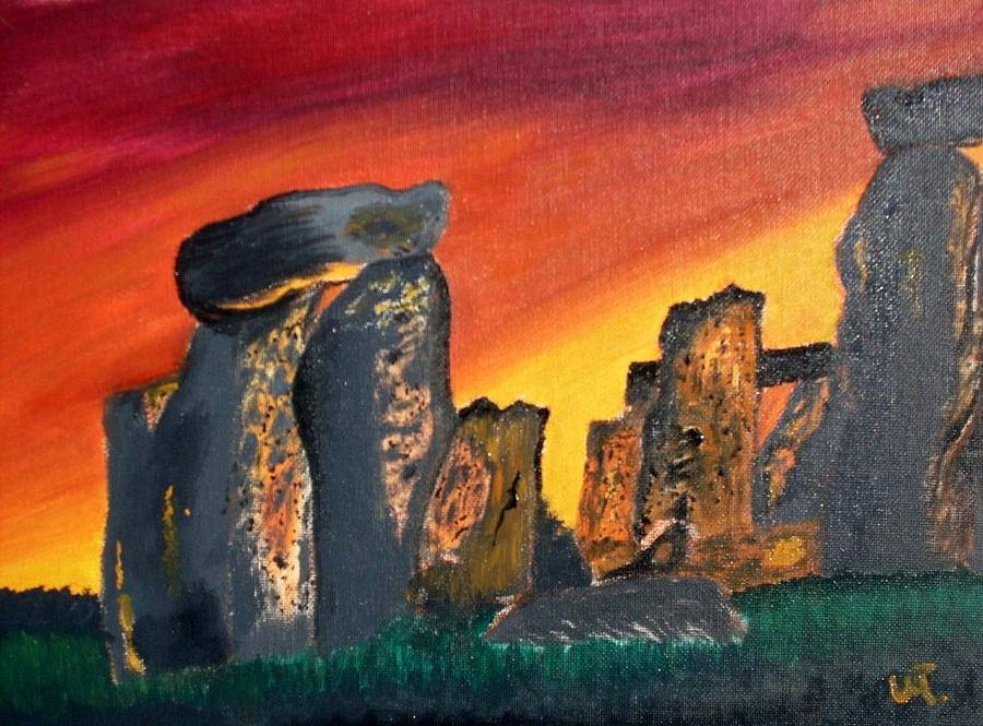 Landscape Painting - Stonehenge Sunrise by Warren Thompson