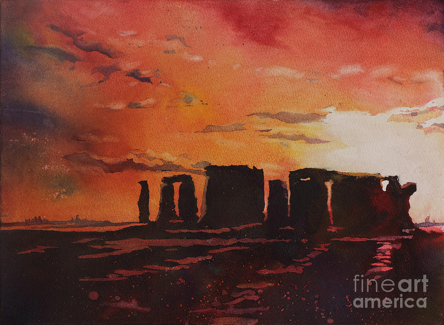 Architecture Painting - Stonehenge Sunset by Ryan Fox