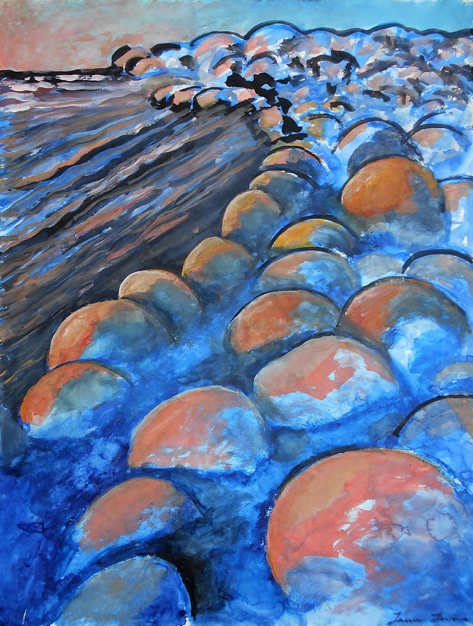 Stones by the Sea Painting by Laura Joan Levine