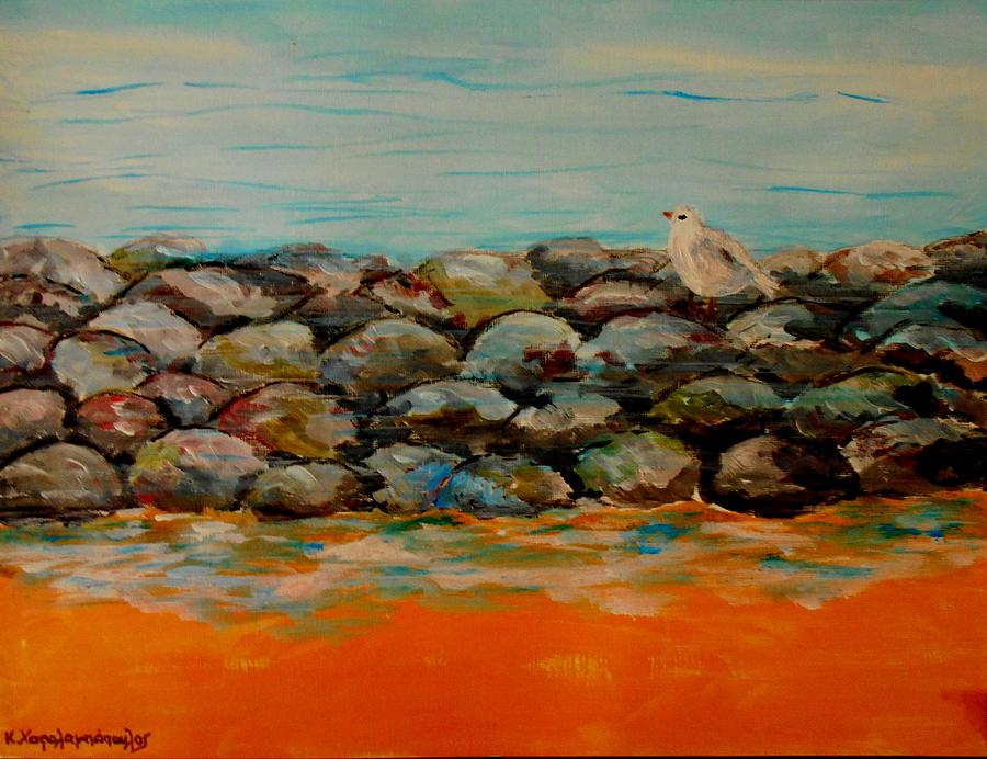 Bird Painting - Stones by Konstantinos Charalampopoulos
