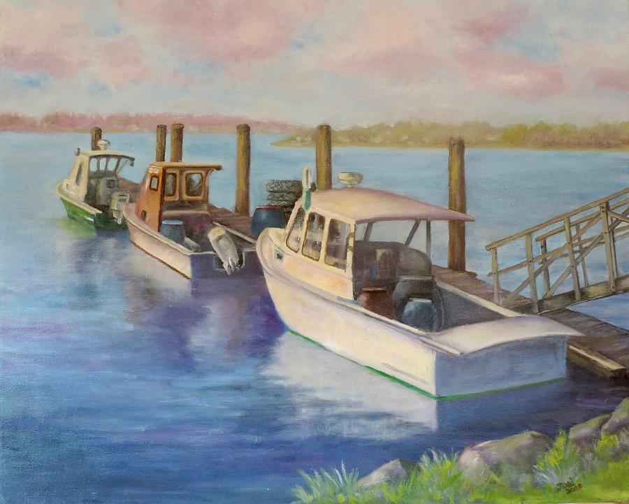 Stonington Fishing Boats Painting by Jodi Higgins