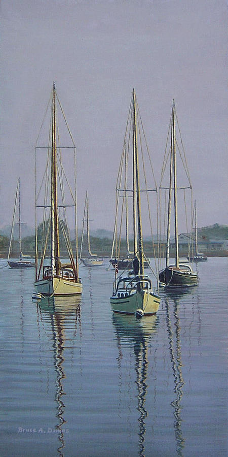 Stonington Sail Boats Painting by Bruce Dumas