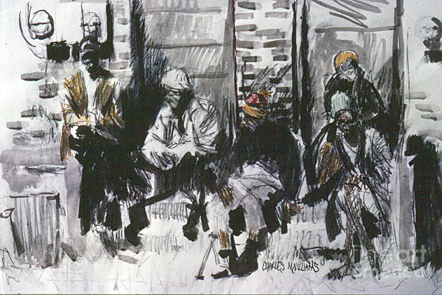 Models Drawing - Stoop people sunning by Charles M Williams
