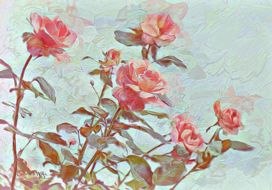 Stop to Smell the Roses Digital Art by Bonnie Willis