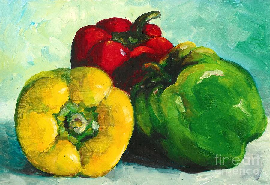 Vegetable Painting - Stoplight by Linda Vespasian