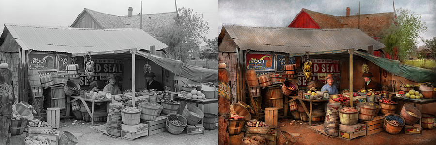 Store - Fruit - Grand dads fruit stand 1939 - Side by Side Photograph by Mike Savad