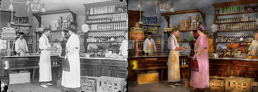 Store - In a general store 1917 Side by Side Photograph by Mike Savad