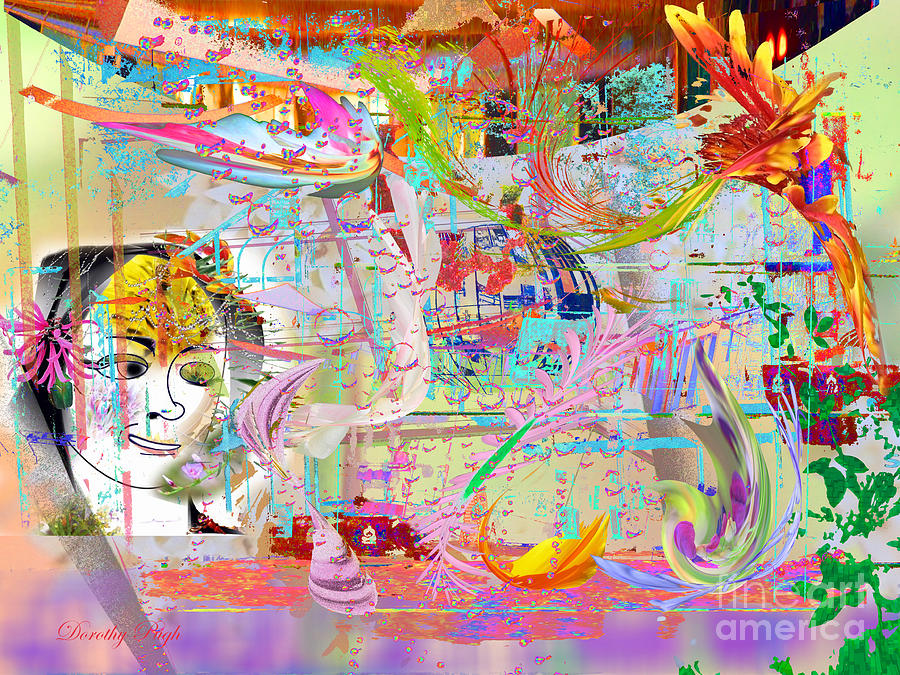Abstract Digital Art - Store Window Surprise by Dorothy  Pugh