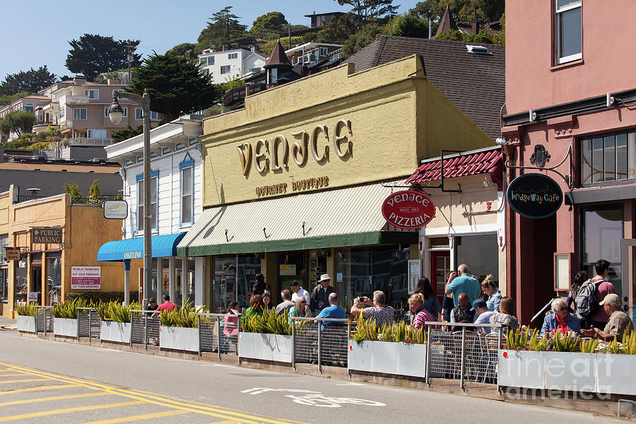Stores and Restaurants on Bridgeway Sausalito California 5D2893 Photograph by Wingsdomain Art and Photography