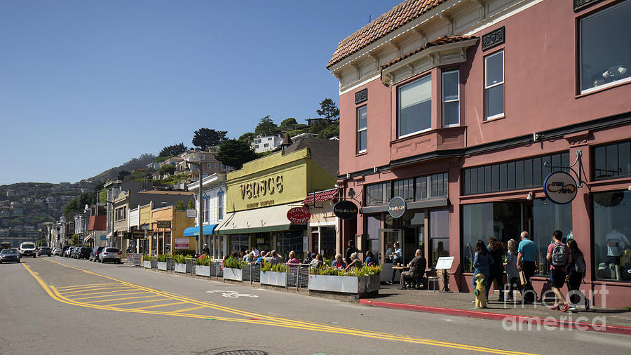 Stores and Restaurants on Bridgeway Sausalito California DSC6025 Photograph by San Francisco