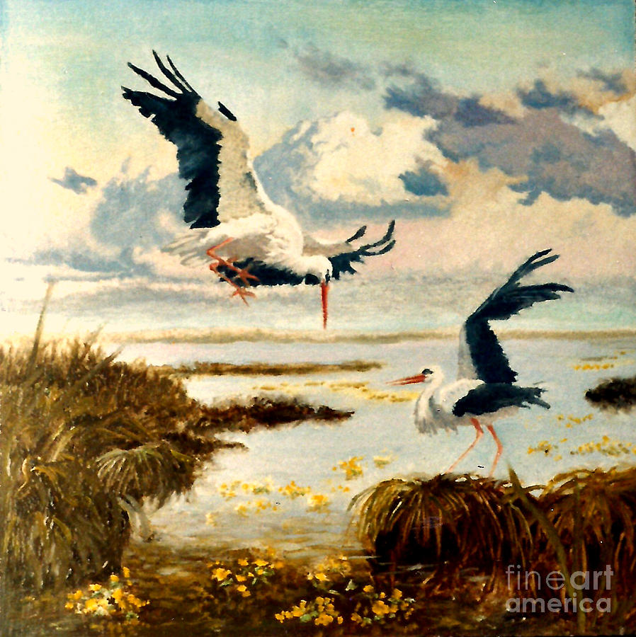 Storks II Painting by Henryk Gorecki