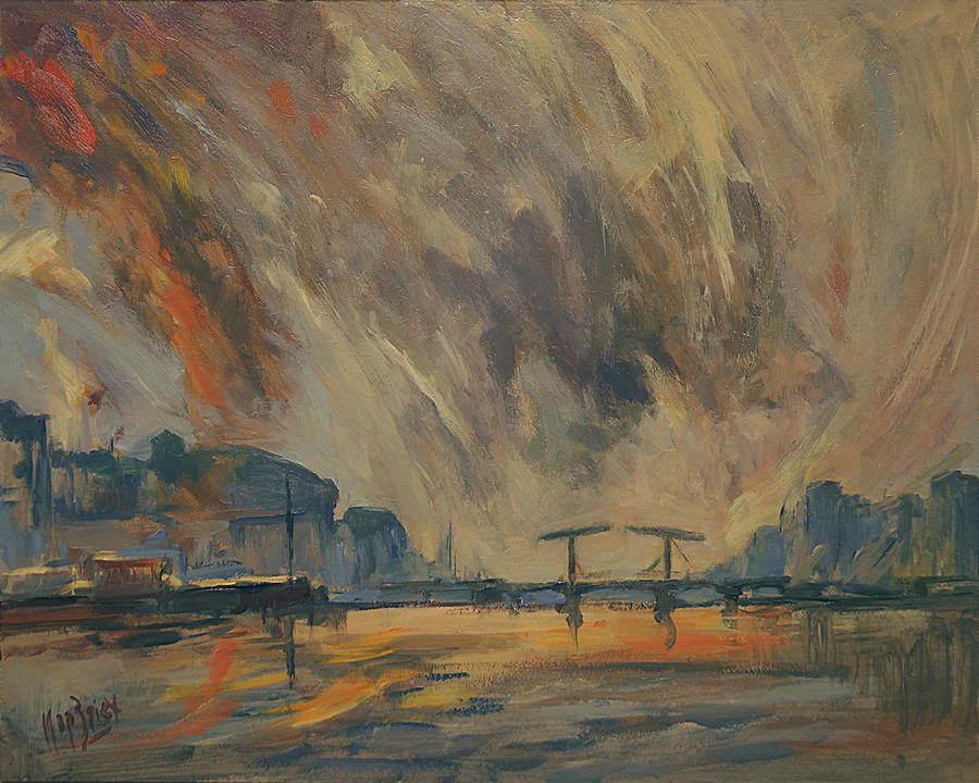 Storm 18012018 Amstel Amsterdam Painting by Nop Briex