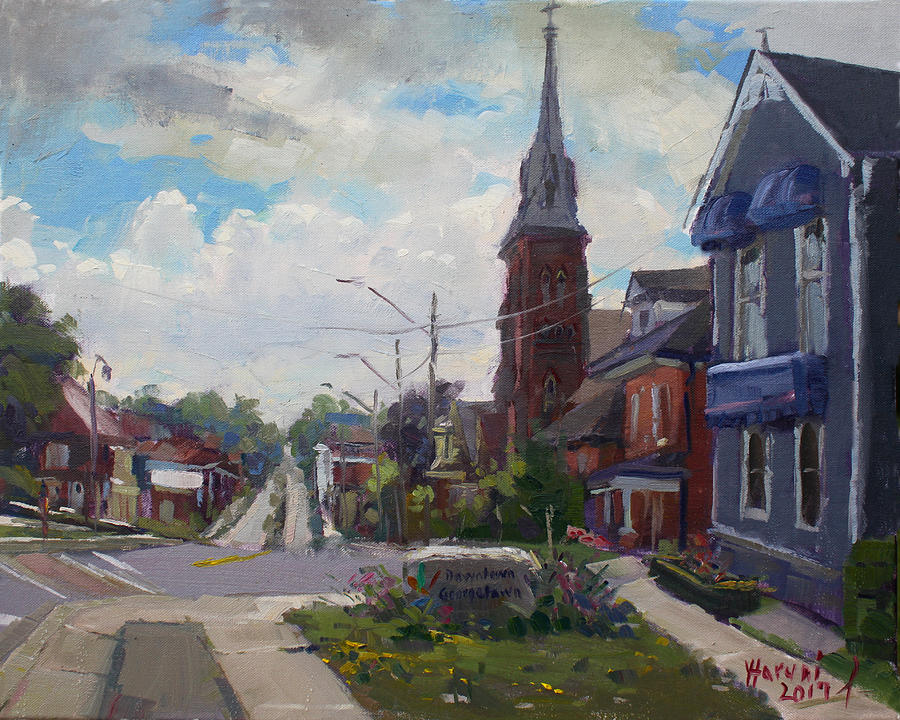 Storm Approach over Downtown Georgetown Painting by Ylli Haruni