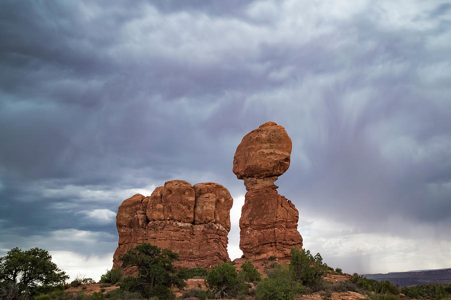 Storm at Balanced Rock Photograph by Joe Kopp