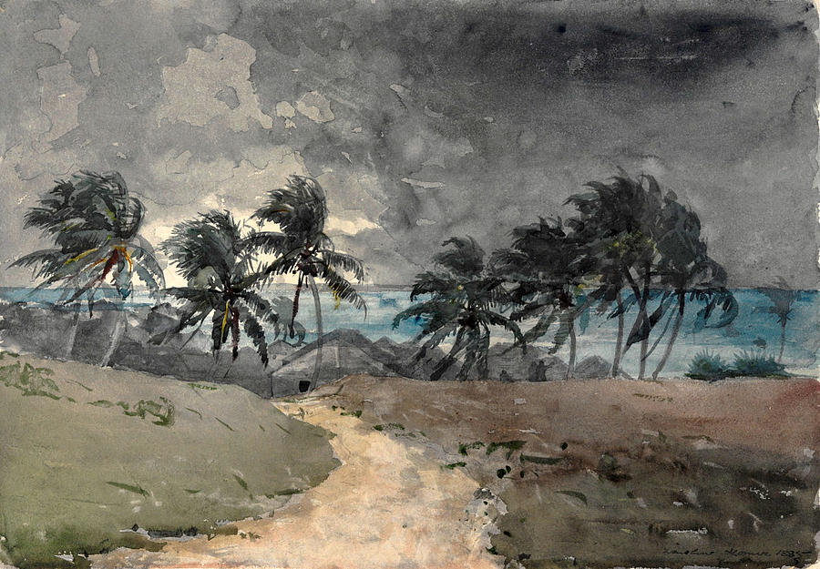 Storm. Bahamas Drawing by Winslow Homer