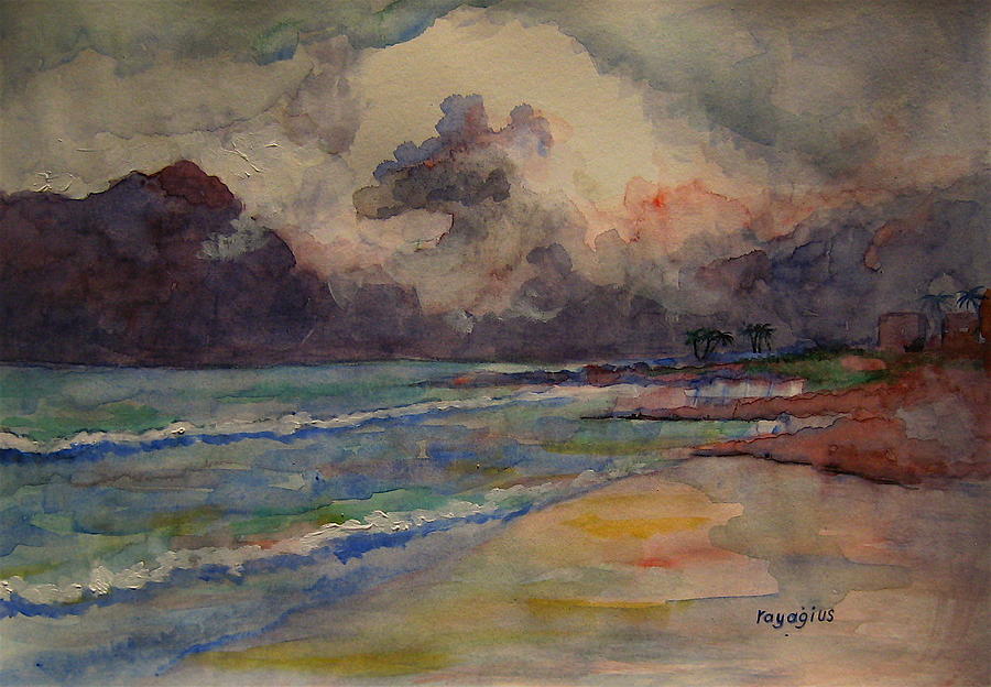 Storm Beach Painting by Ray Agius