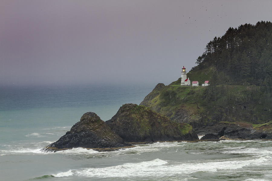 Storm Brewing at Heceta Head Lighthouse Photograph by Teri Virbickis
