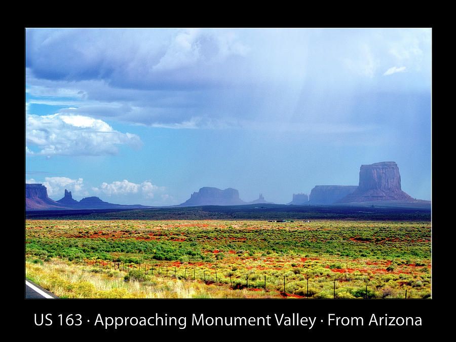 Storm Cell Approaching Monument Valley 06 Text Black Photograph by Thomas Woolworth