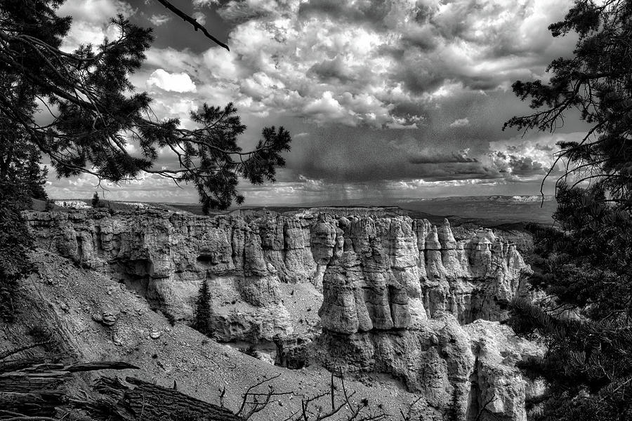 Storm Cell Bryce Point Bryce Canyon Utah BW Photograph by Thomas Woolworth