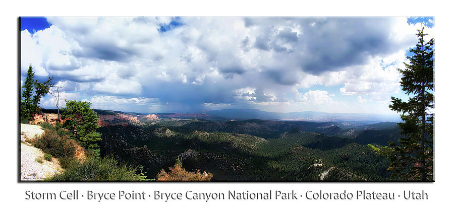 Storm Cell Bryce Point Bryce Canyon Utah Pan 01 Text Photograph by Thomas Woolworth