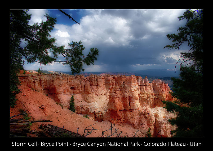 Storm Cell Bryce Point Bryce Canyon Utah Text Black Photograph by Thomas Woolworth