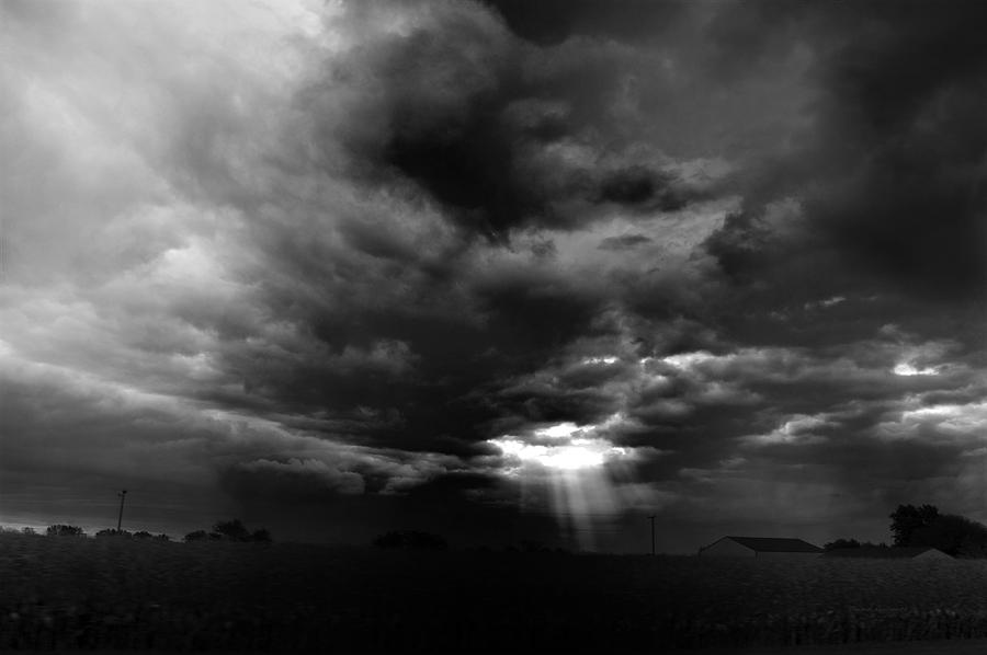 Storm Cell Rural Midwest BW Photograph by Thomas Woolworth