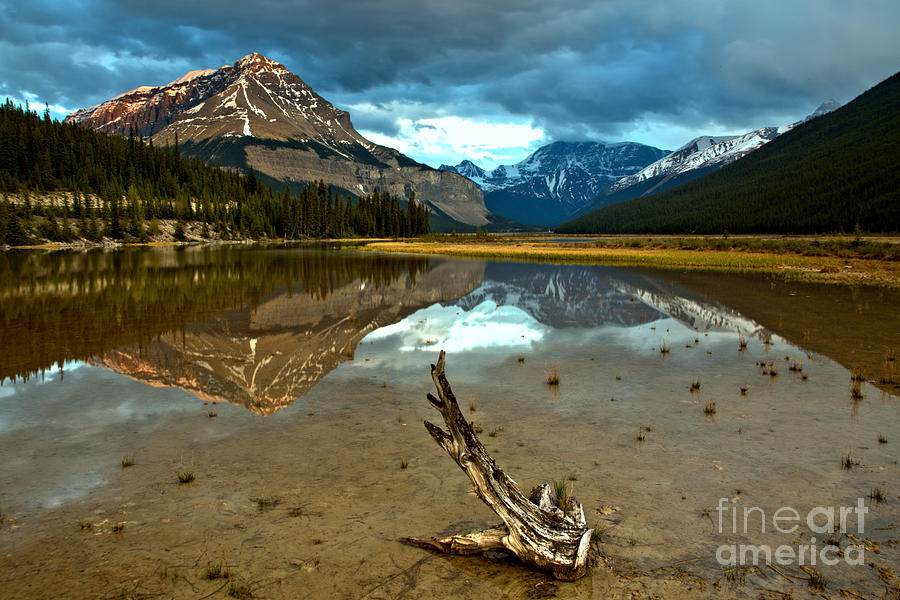 Storm Clouds And Mt. Chephren Reflections Photograph by Adam Jewell