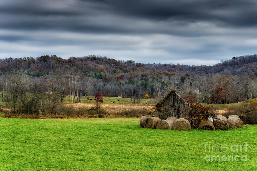 Storm Clouds and Hay Bales Photograph by Thomas R Fletcher