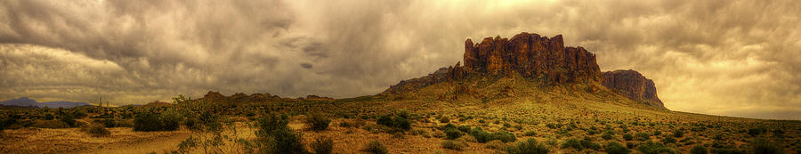 Storm Clouds and Superstition Mountain in Panorama Photograph by Roger Passman