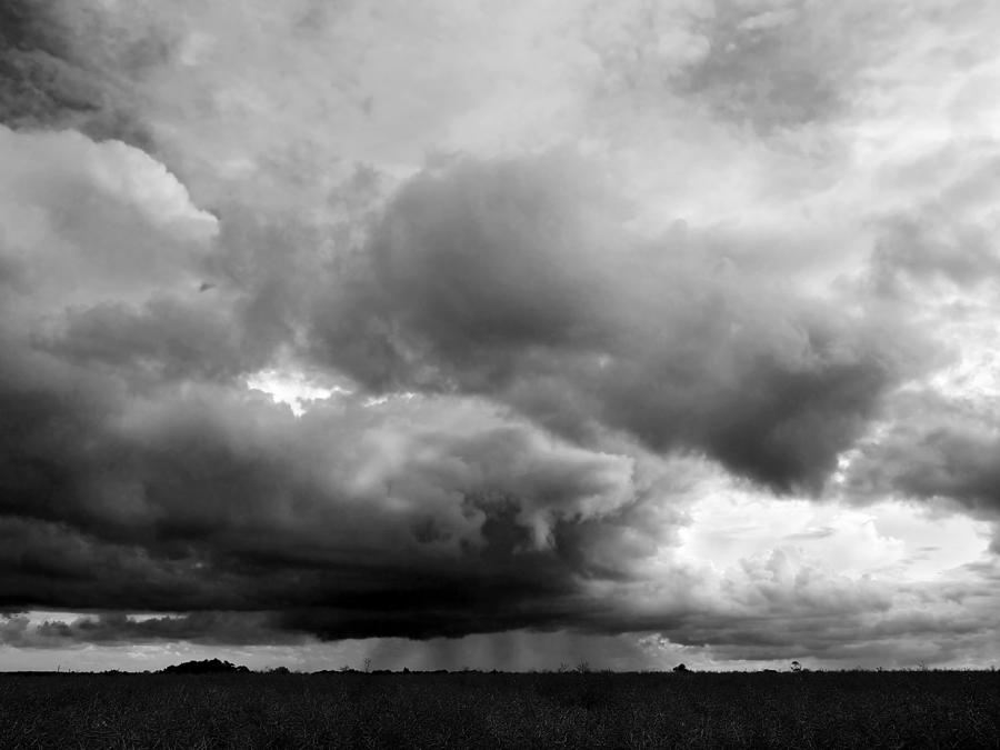 Storm Clouds Falling In Black And White Photograph by Gill Billington